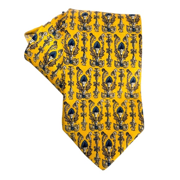 Repp Ltd Gold Blue and Beige Silk Necktie - Picture 1 of 7